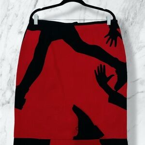 Moschino Red and Black Graphic Skirt